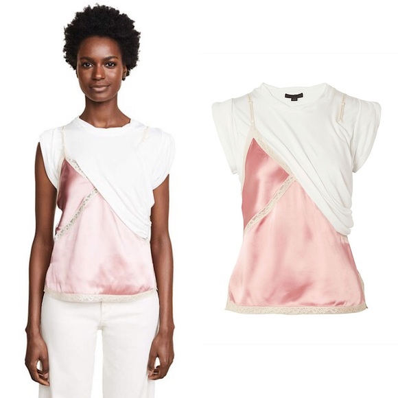 ALEXANDER WANG Lace-trimmed satin and jersey top 6 - Picture 1 of 11